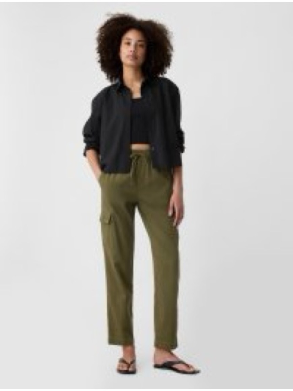 GAP Tall Olive Green Cargo Drawstring Pants
